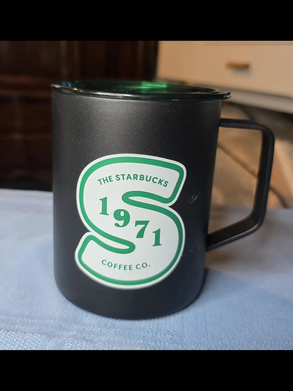 Starbucks 1971 Heritage Logo Black Stainless Steel Travel Mug 16 oz Green